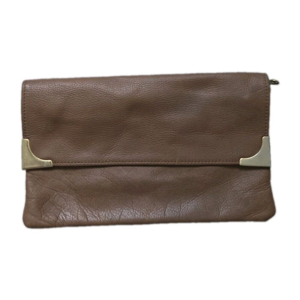 VTG Lestrade Brown Genuine Leather Fold Over Clutch Purse Made in California GUC